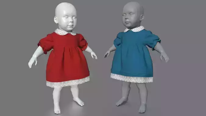 BABY DRESS Low-poly 3D model