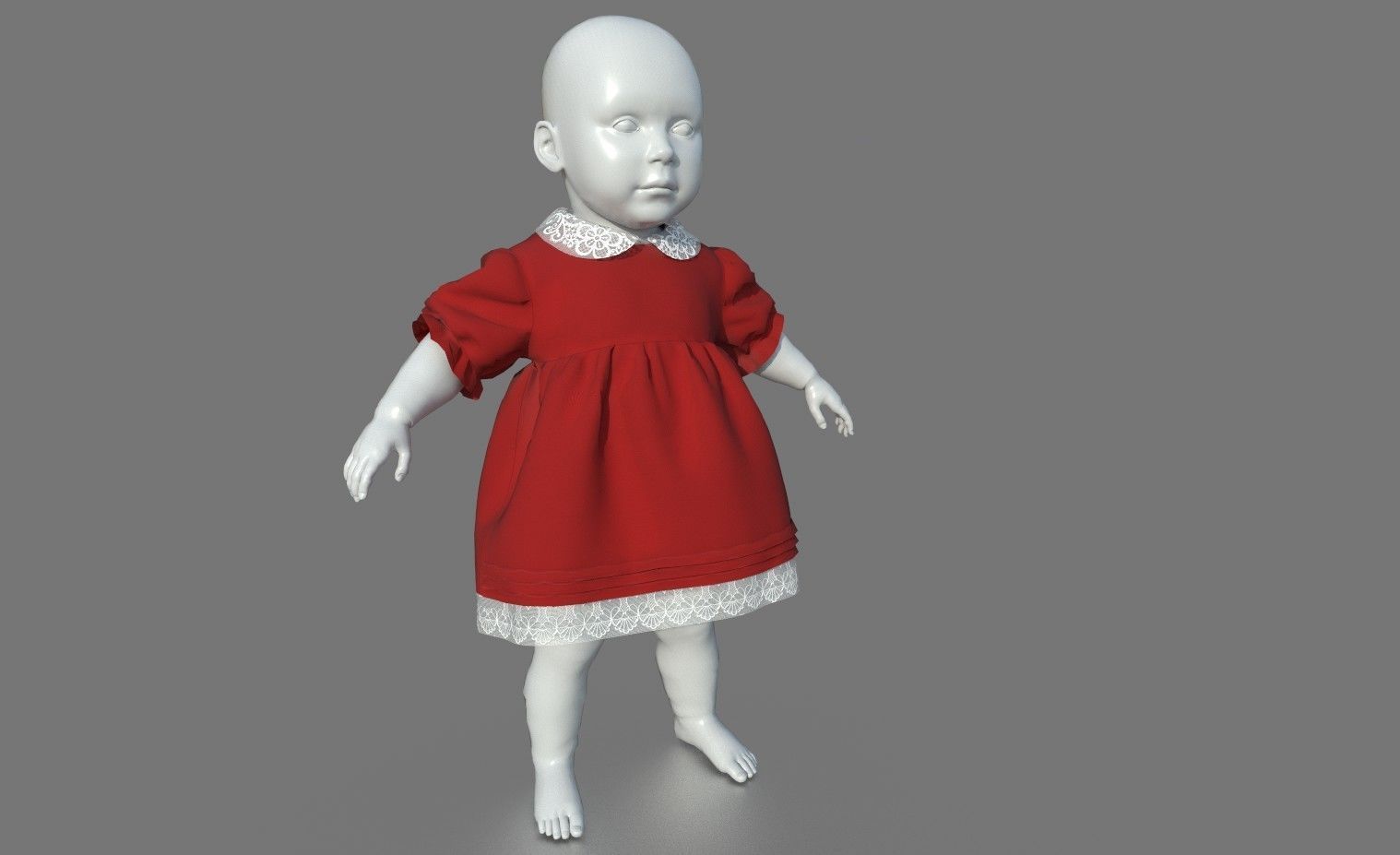 BABY DRESS Low-poly 3D model_4