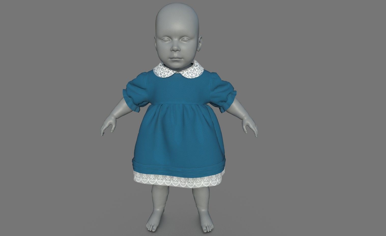 BABY DRESS Low-poly 3D model_3