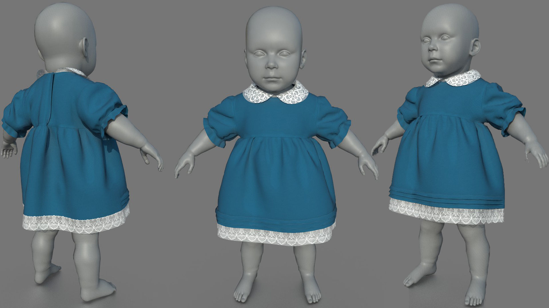 BABY DRESS Low-poly 3D model_1