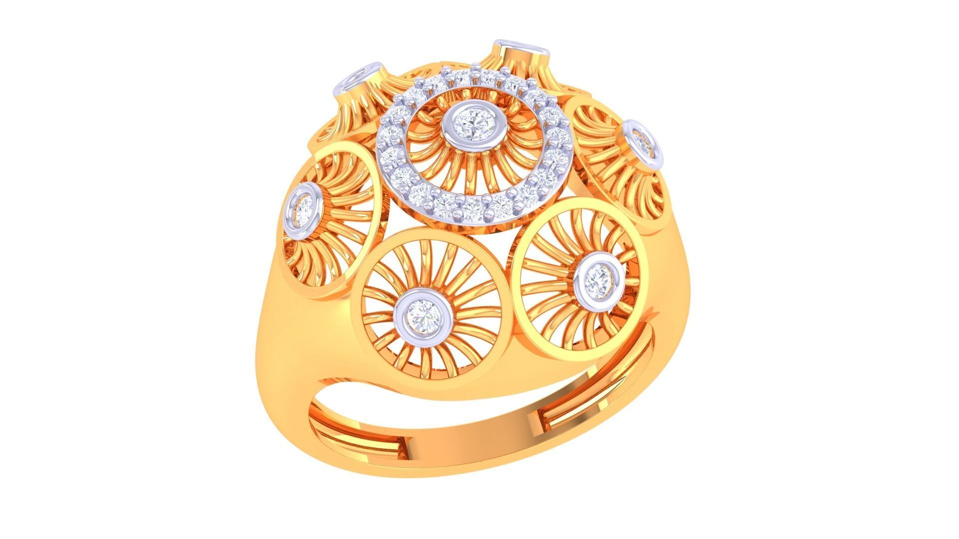 High Jewelry Diamond Mesh Ring 3dm renders 3D print model_2