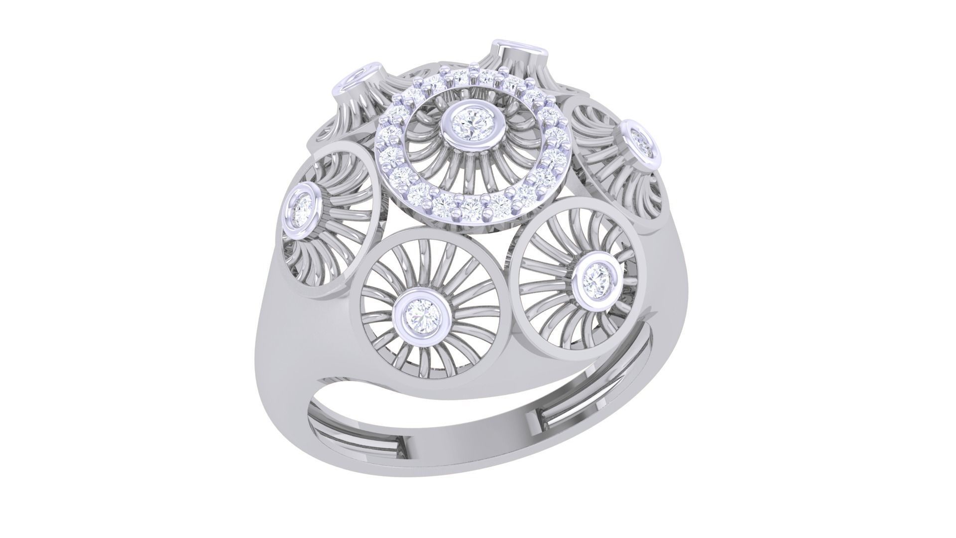 High Jewelry Diamond Mesh Ring 3dm renders 3D print model_4