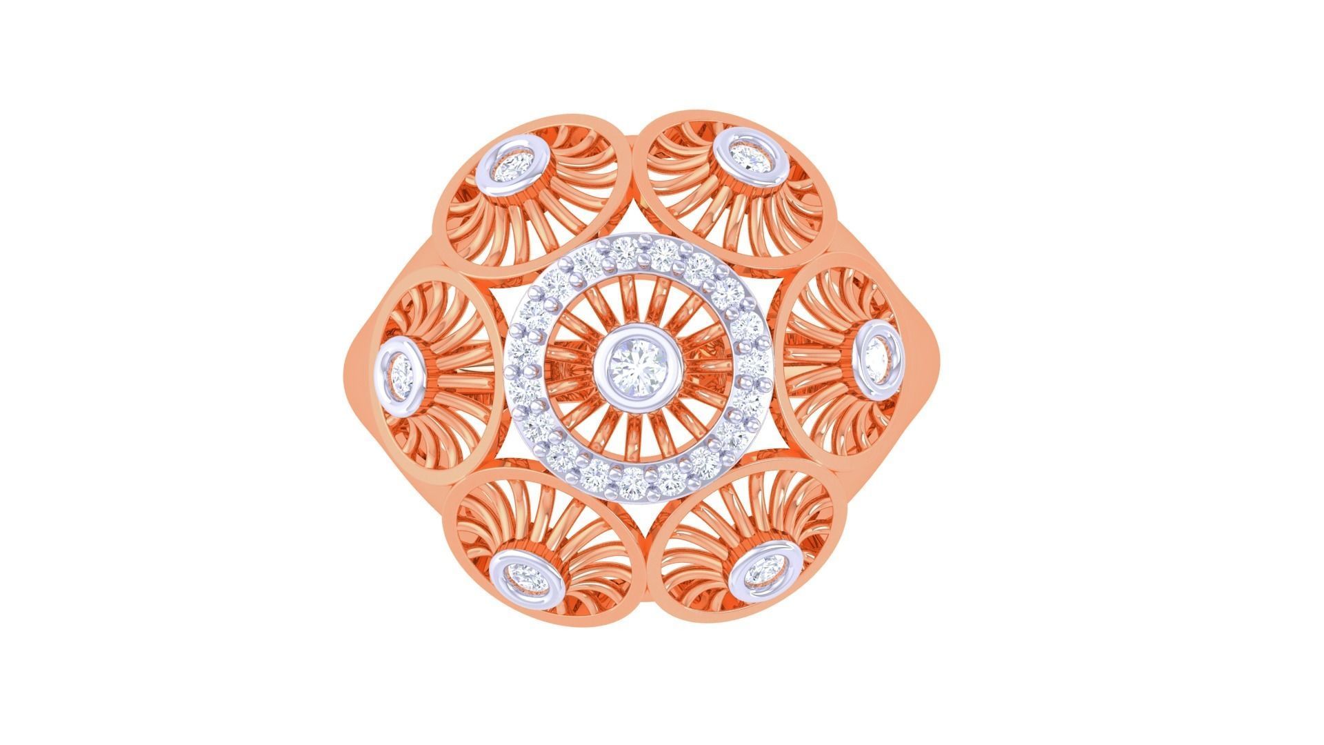 High Jewelry Diamond Mesh Ring 3dm renders 3D print model_8