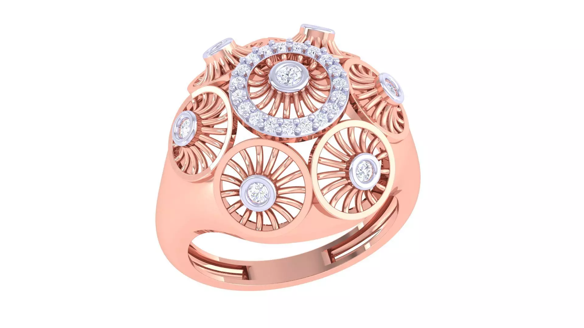 High Jewelry Diamond Mesh Ring 3dm renders 3D print model_0