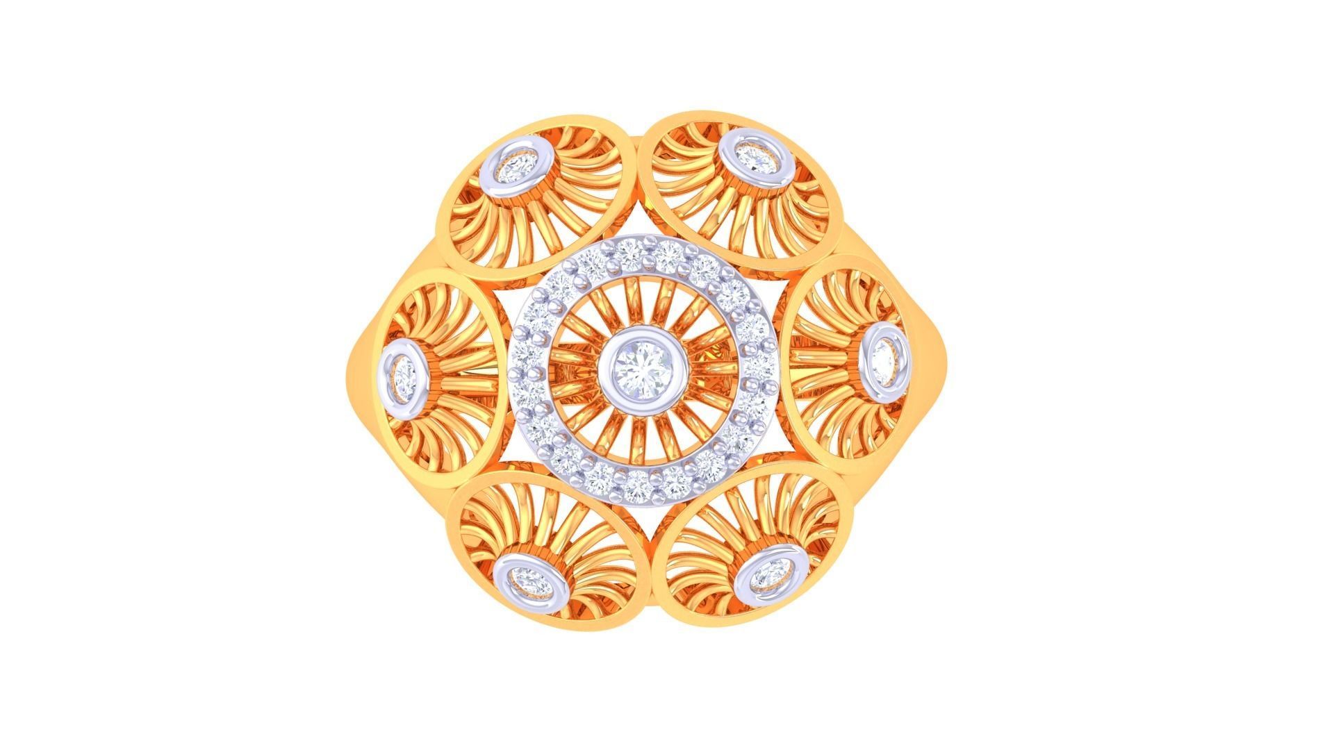 High Jewelry Diamond Mesh Ring 3dm renders 3D print model_6