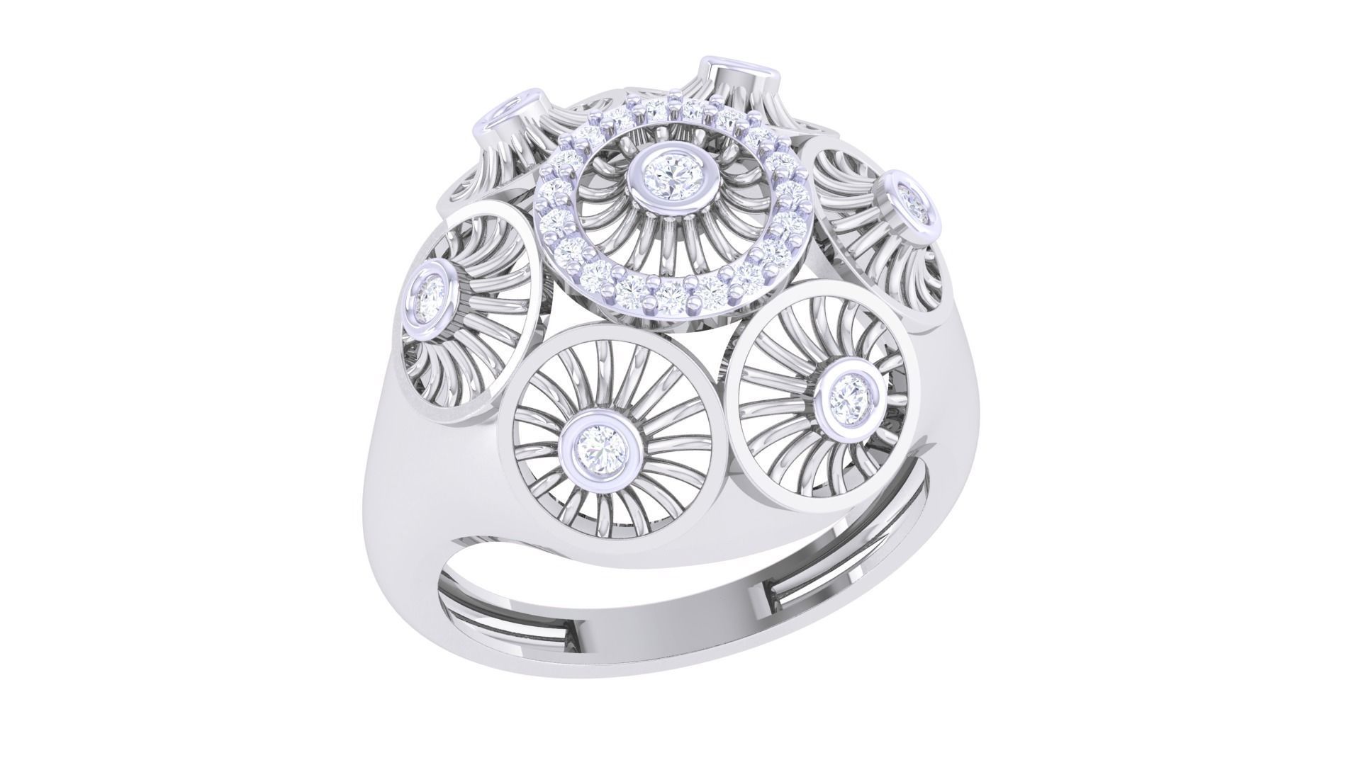 High Jewelry Diamond Mesh Ring 3dm renders 3D print model_3