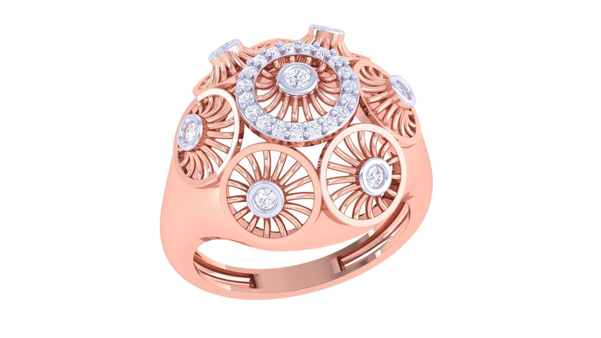 High Jewelry Diamond Mesh Ring 3dm renders 3D print model_1