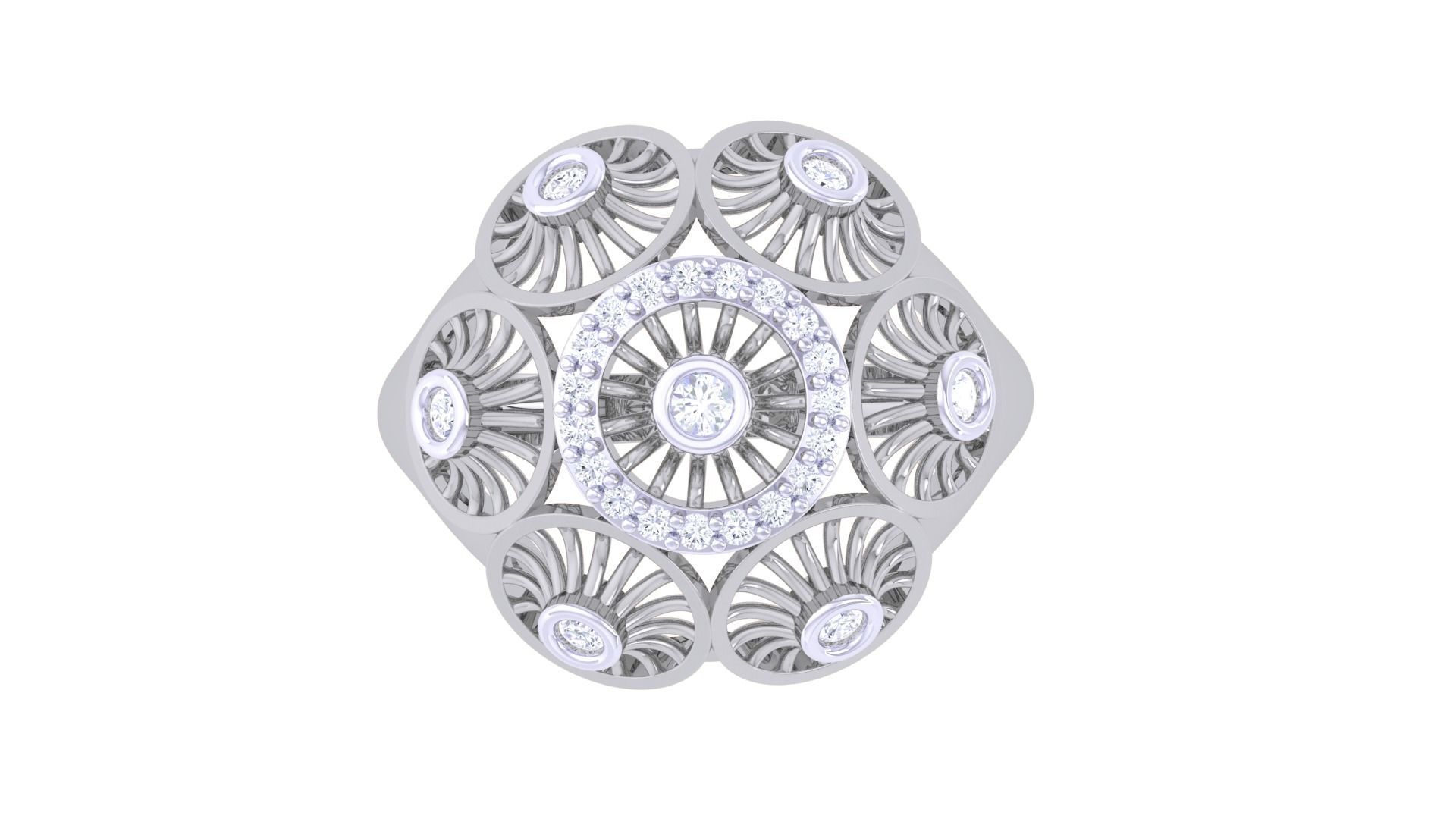 High Jewelry Diamond Mesh Ring 3dm renders 3D print model_7