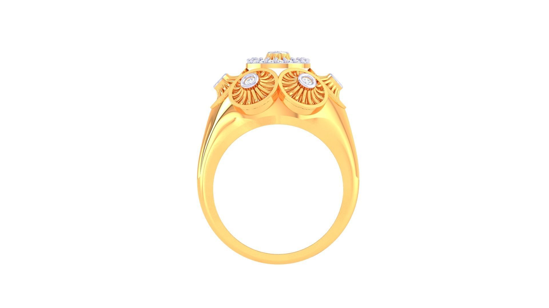 High Jewelry Diamond Mesh Ring 3dm renders 3D print model_9