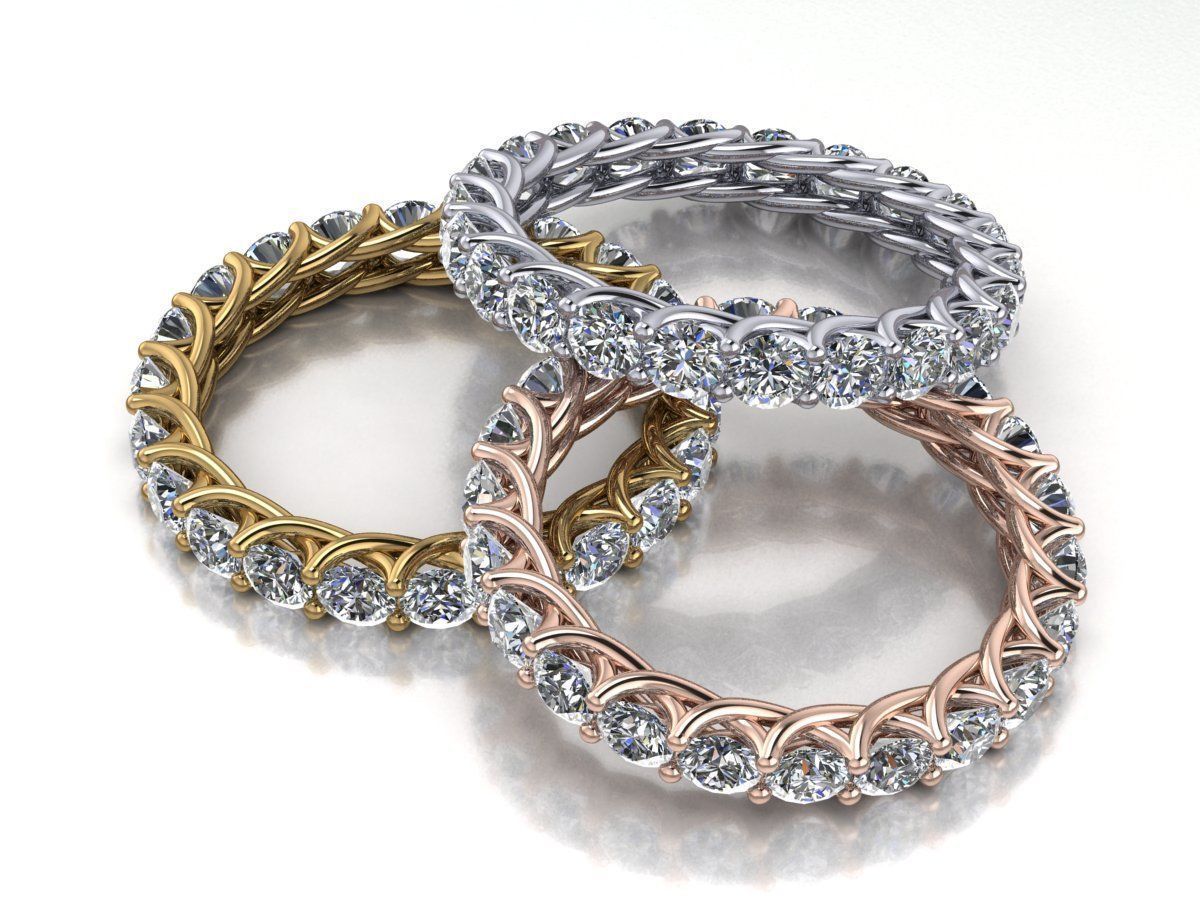 braided diamond engagement ring 3D print model_3