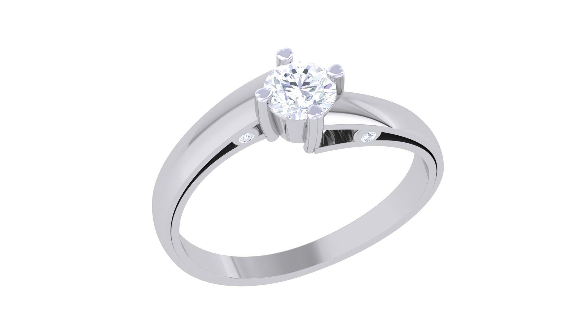 High Jewelry Solitaire Diamond Ring 3dm renders 3D print model_3