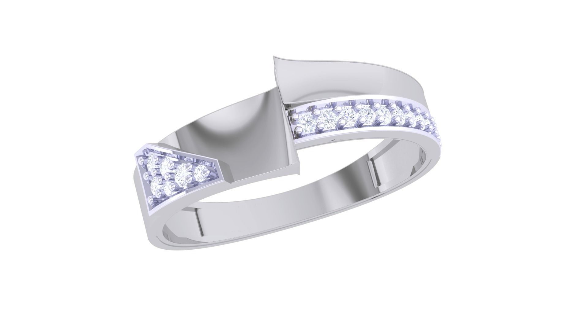 High Jewelry Diamond Ring 3dm renders 3D print model_3