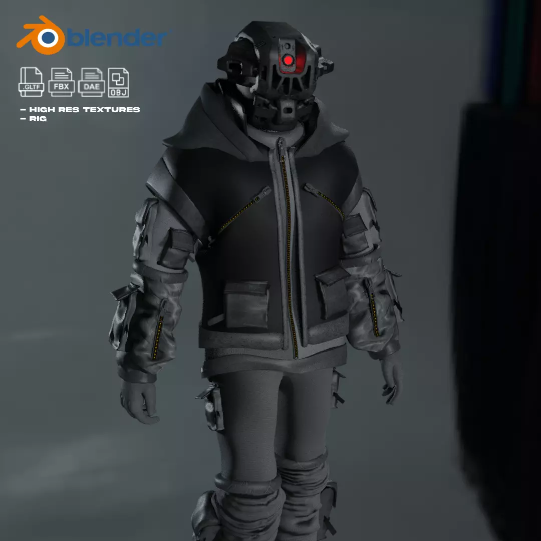 Scifi Character - Cyberpunk Cybersurge Low-poly 3D model_0