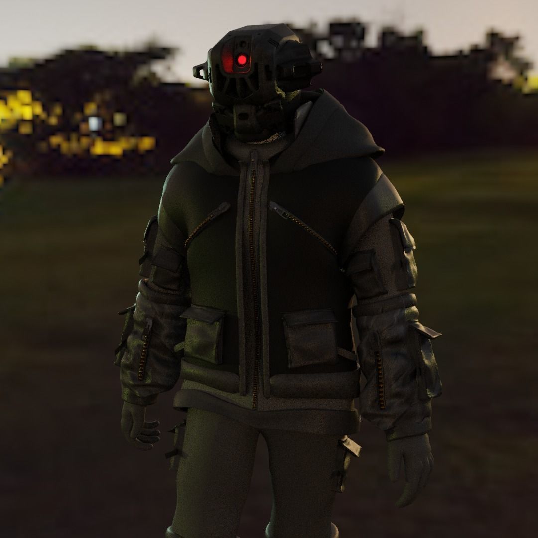 Scifi Character - Cyberpunk Cybersurge Low-poly 3D model_14