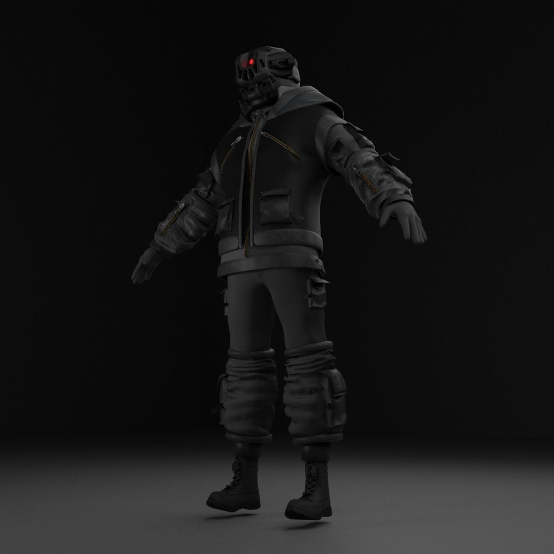 Scifi Character - Cyberpunk Cybersurge Low-poly 3D model_5