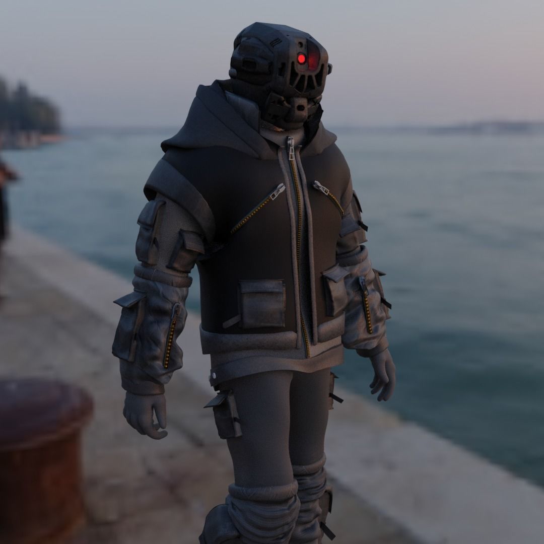 Scifi Character - Cyberpunk Cybersurge Low-poly 3D model_12