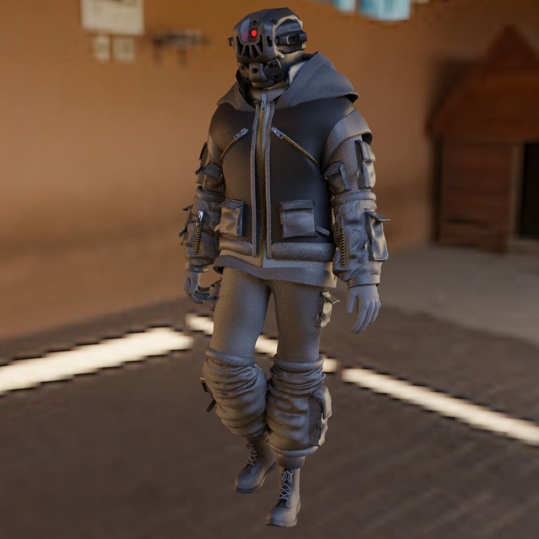 Scifi Character - Cyberpunk Cybersurge Low-poly 3D model_16