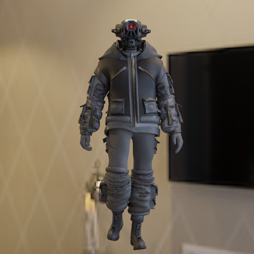 Scifi Character - Cyberpunk Cybersurge Low-poly 3D model_10