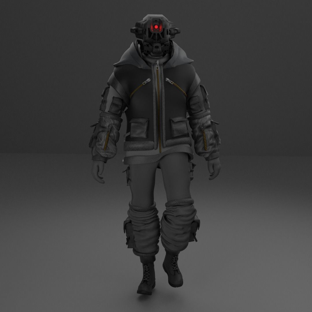 Scifi Character - Cyberpunk Cybersurge Low-poly 3D model_1