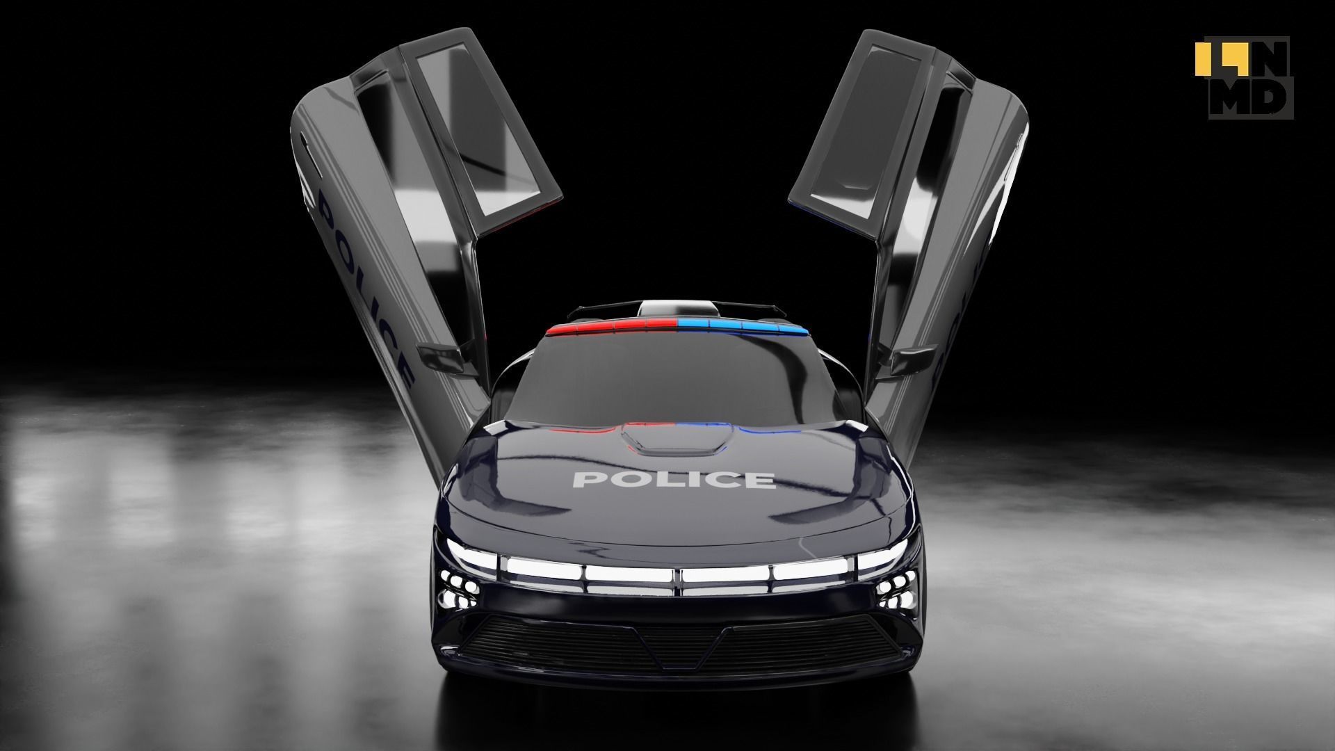 Pack of generic futuristic cars with different doors  3D model_37