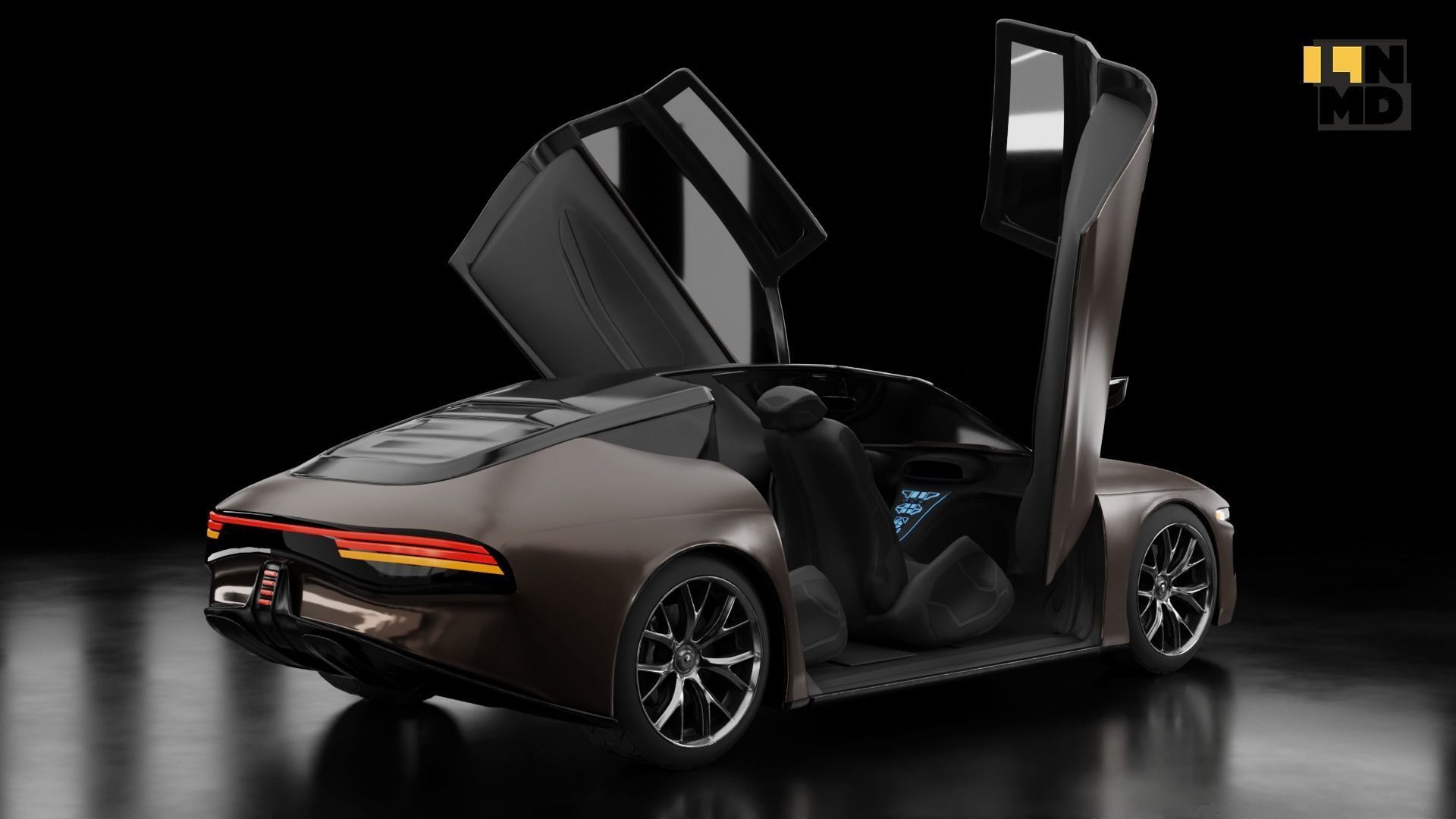 Pack of generic futuristic cars with different doors  3D model_16