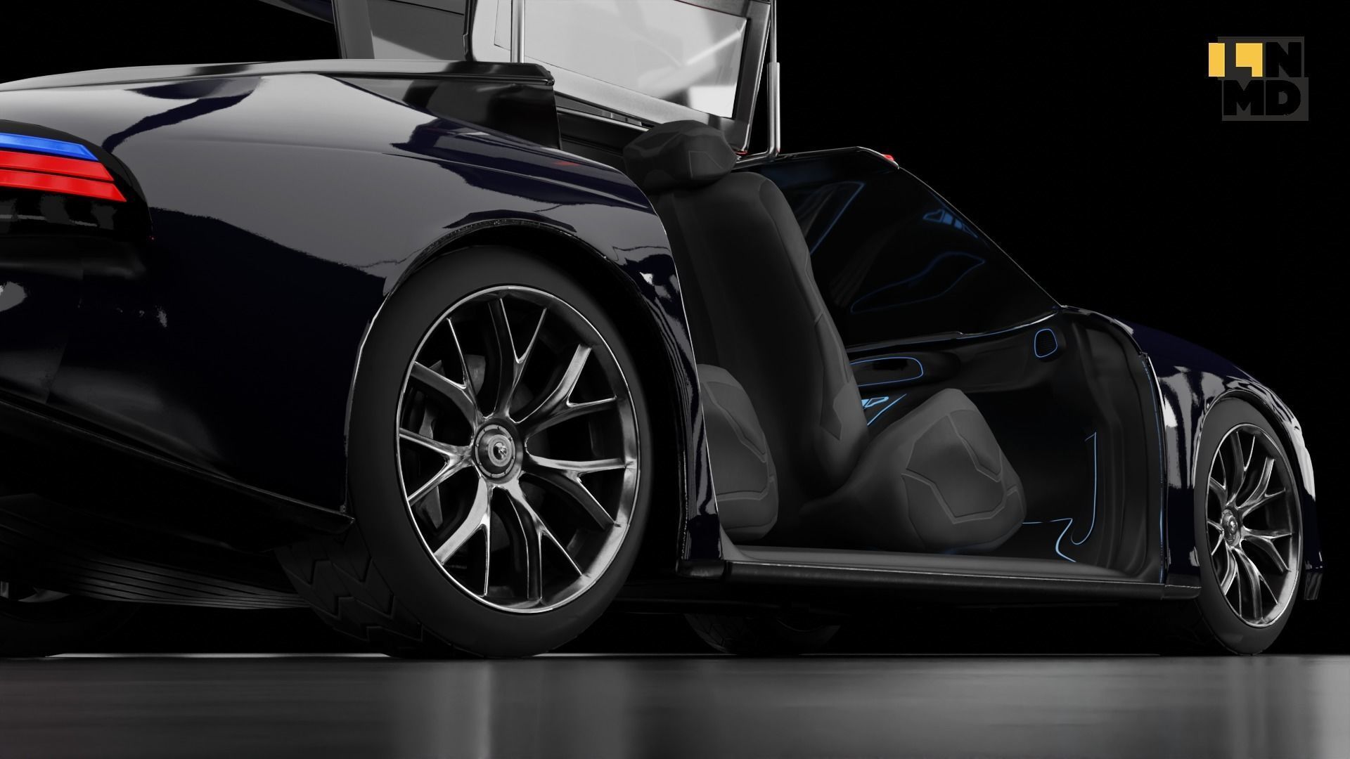 Pack of generic futuristic cars with different doors  3D model_40