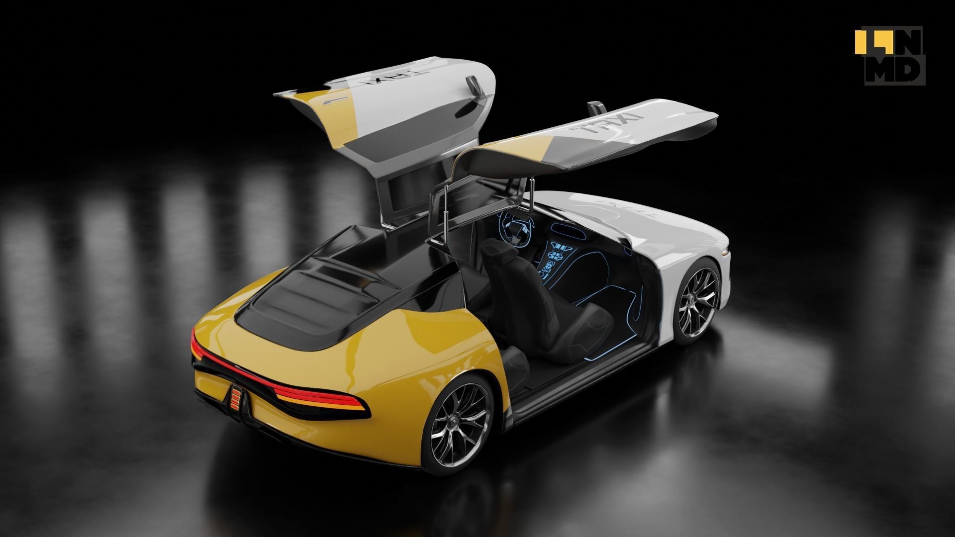 Pack of generic futuristic cars with different doors  3D model_54