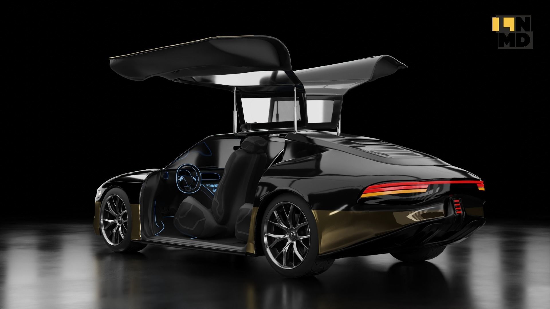Pack of generic futuristic cars with different doors  3D model_30
