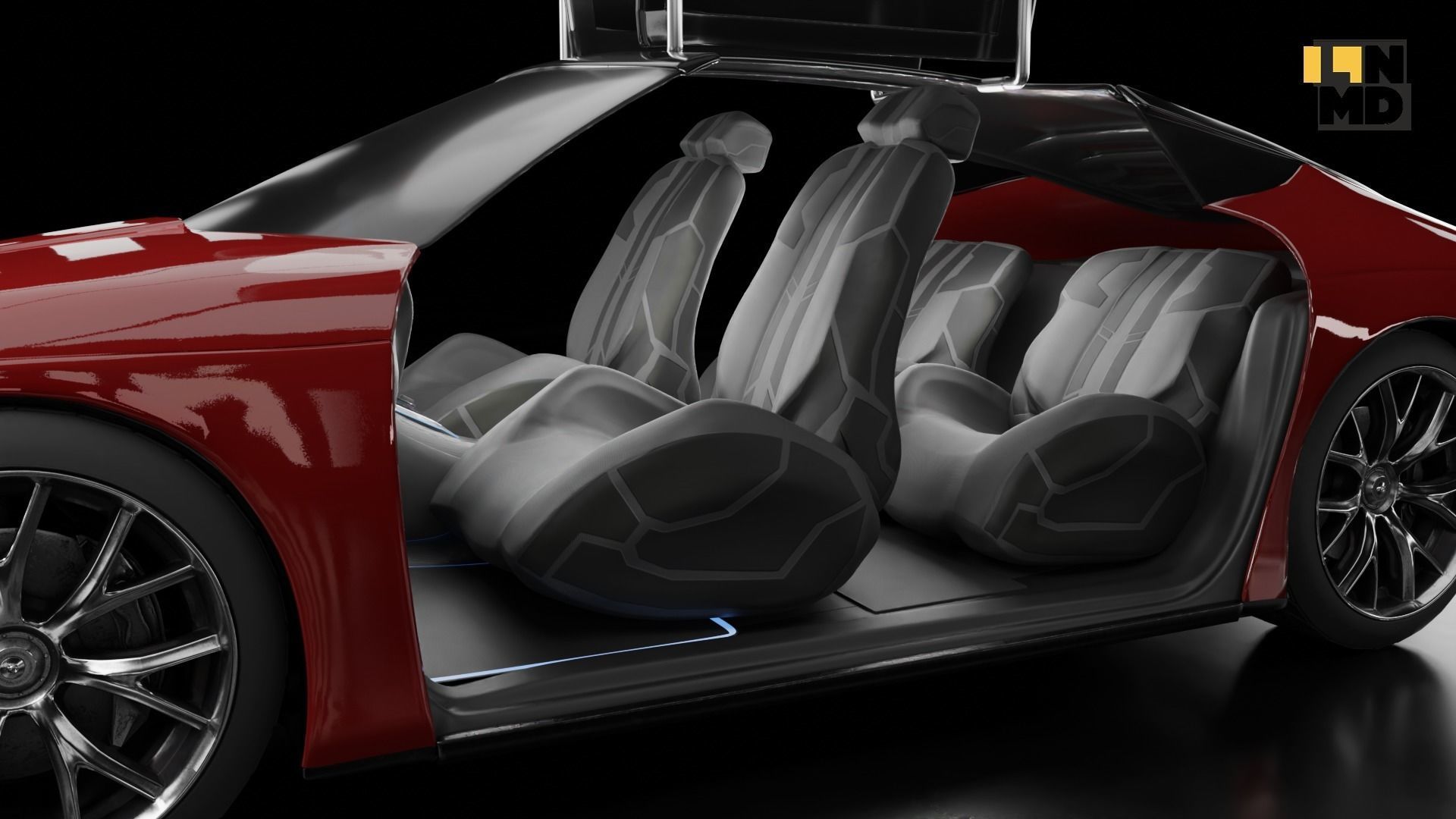 Pack of generic futuristic cars with different doors  3D model_56