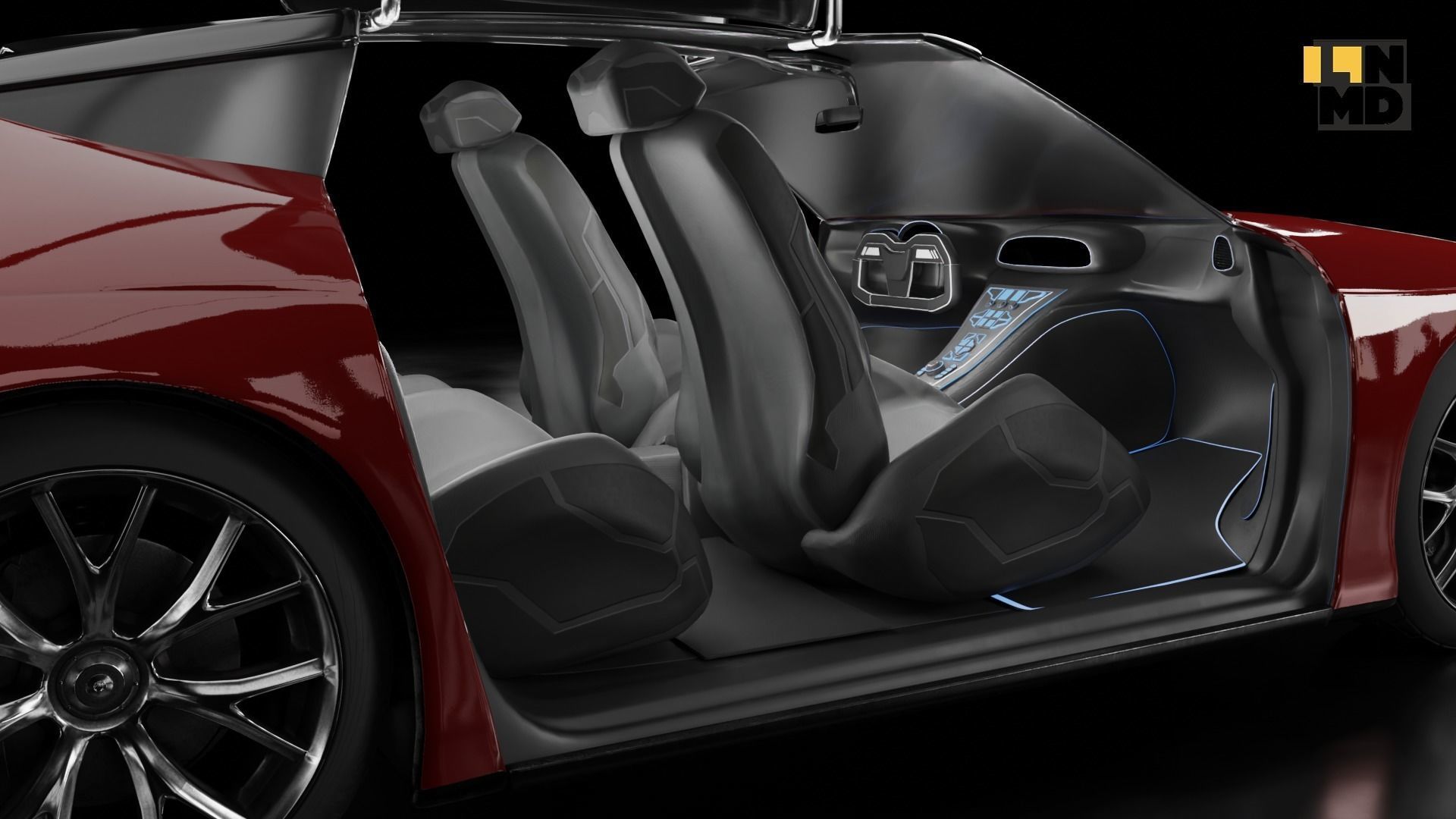 Pack of generic futuristic cars with different doors  3D model_55