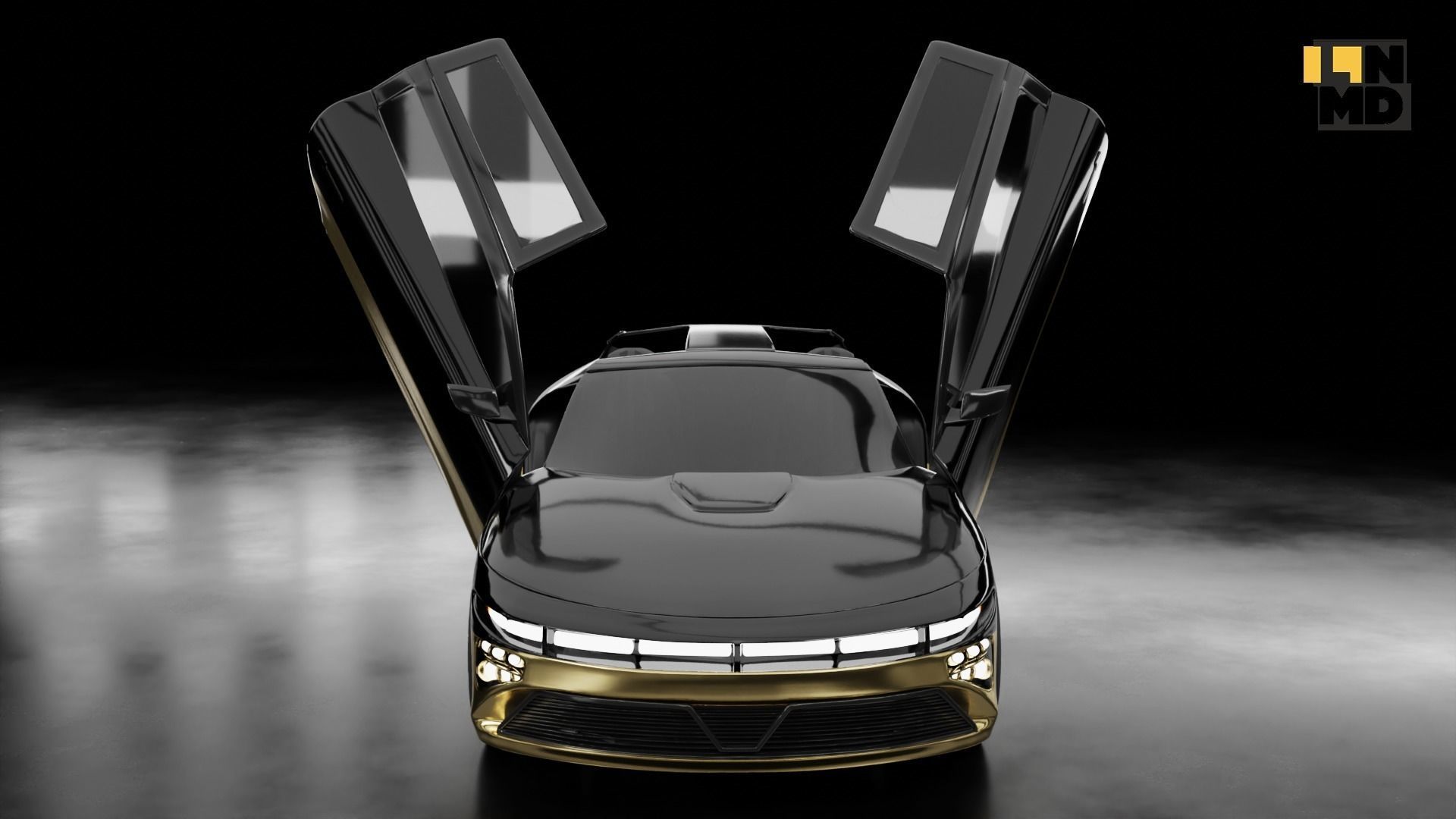 Pack of generic futuristic cars with different doors  3D model_18
