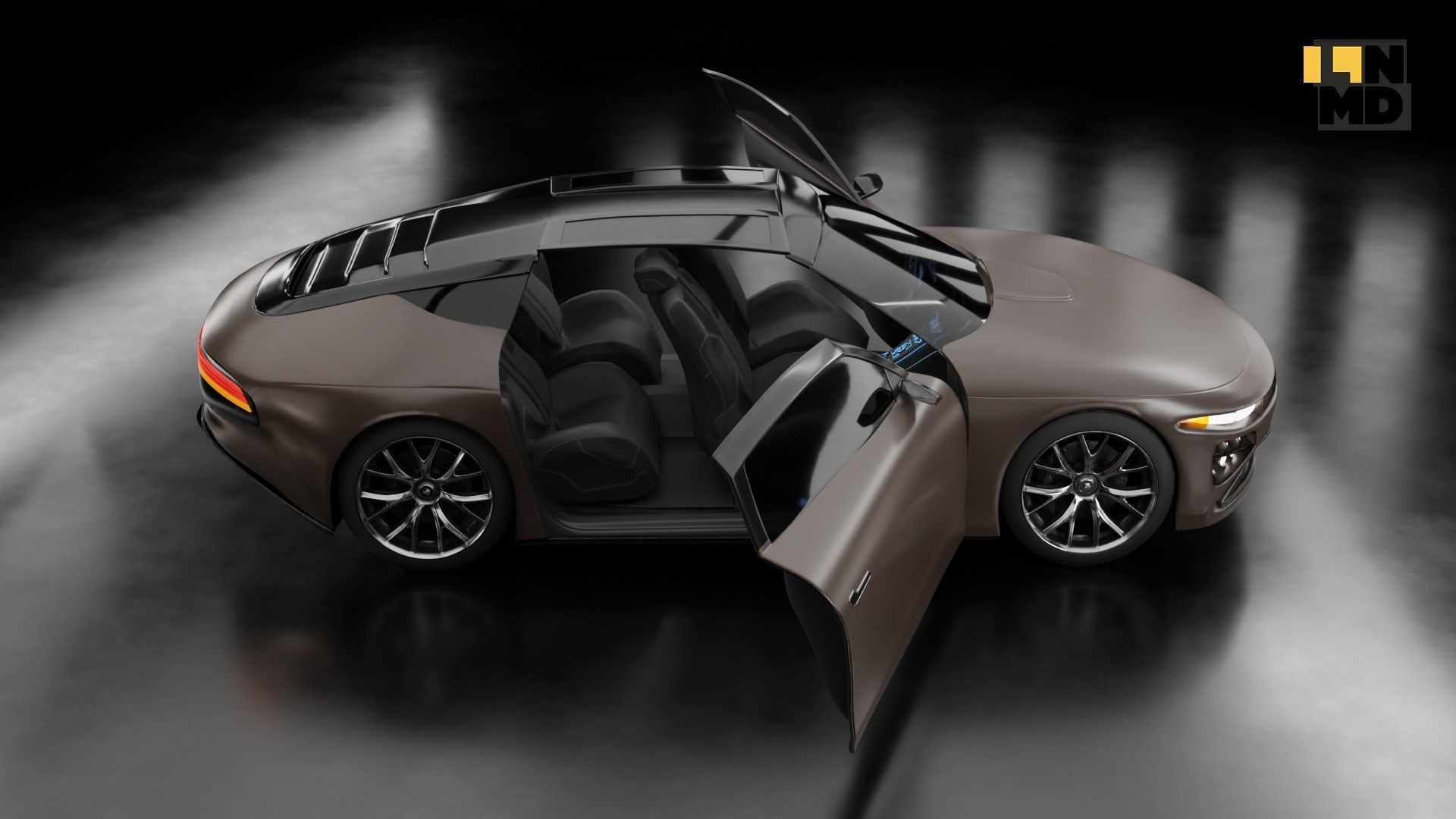 Pack of generic futuristic cars with different doors  3D model_6