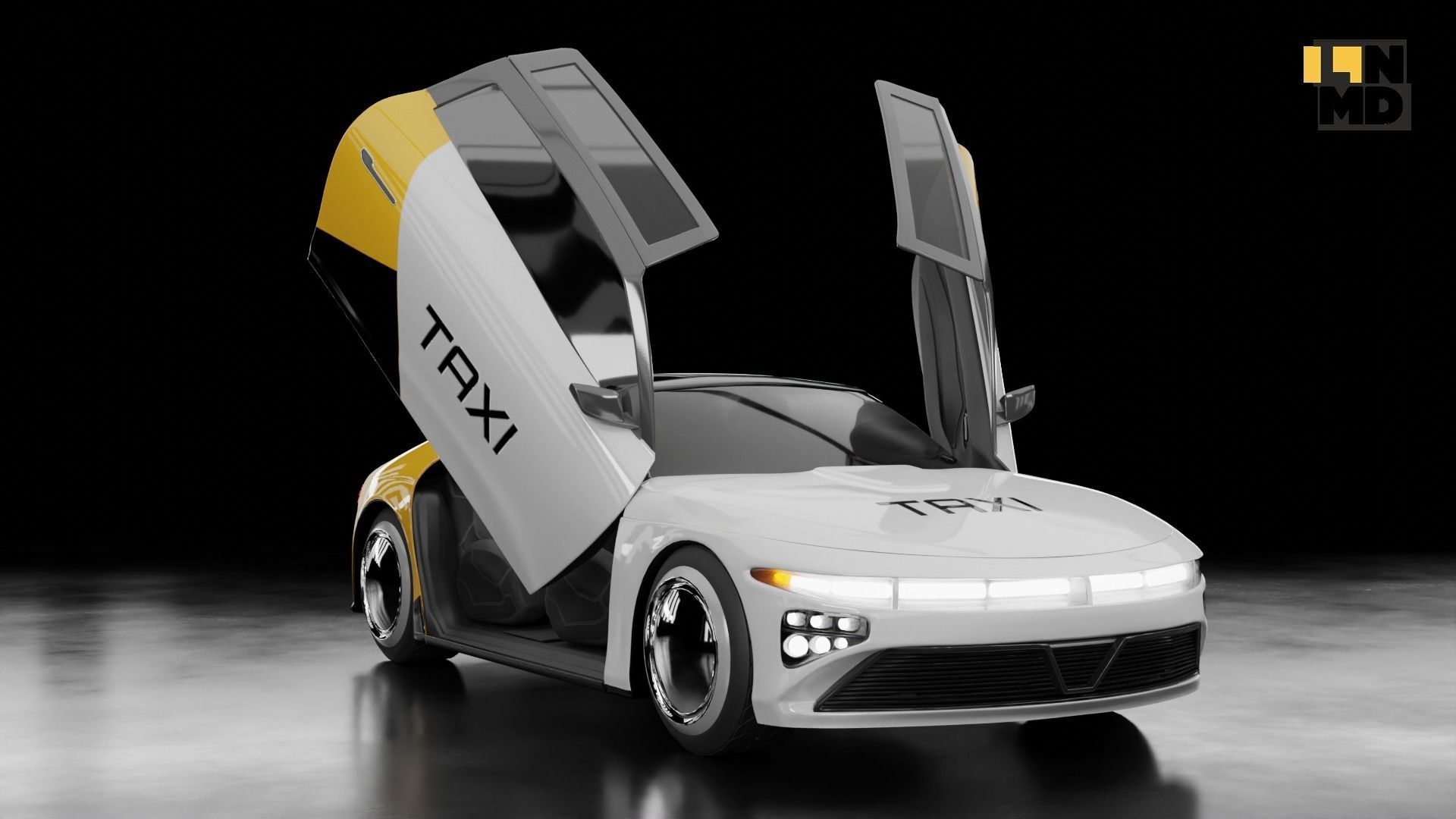 Pack of generic futuristic cars with different doors  3D model_50