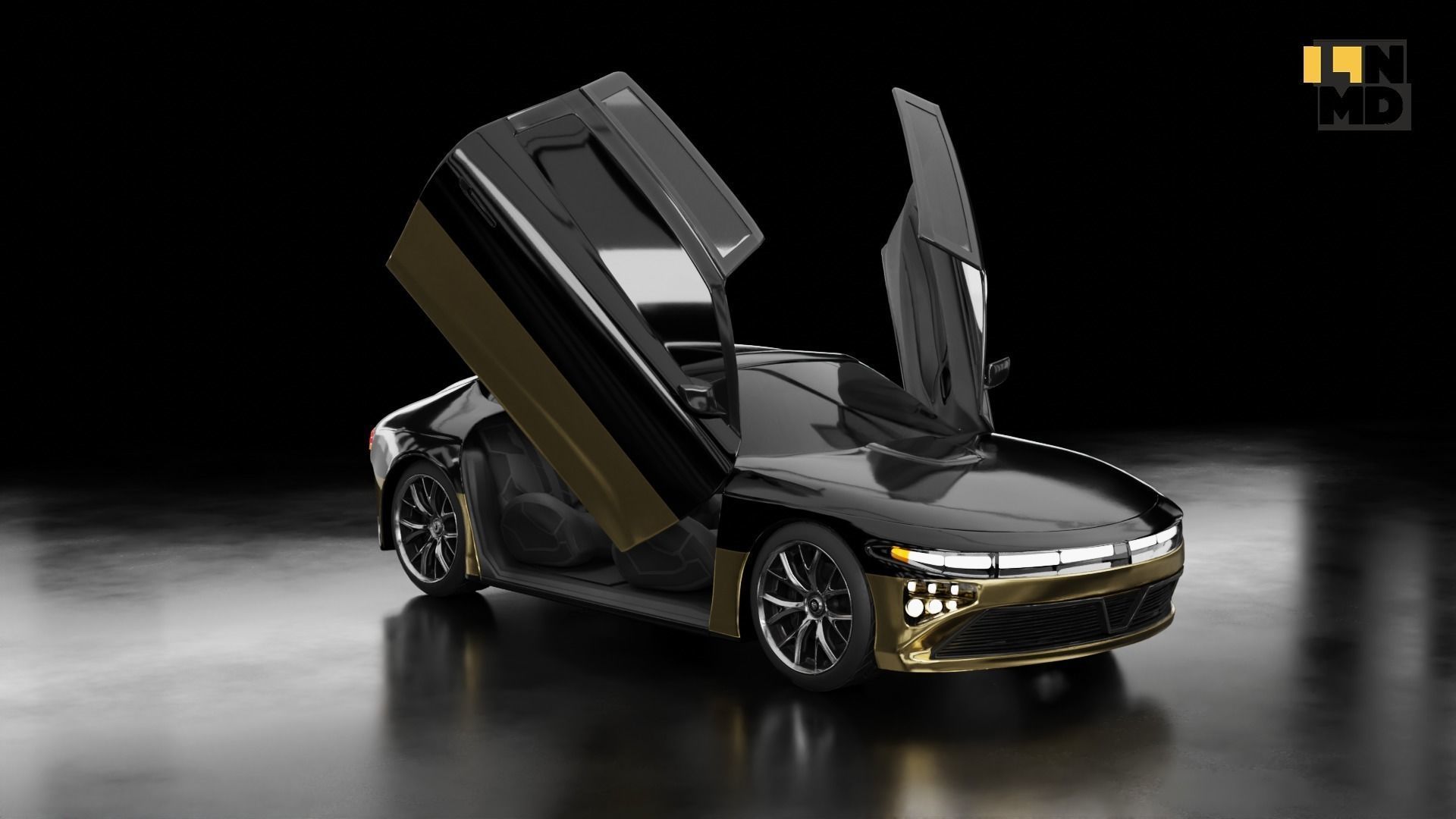 Pack of generic futuristic cars with different doors  3D model_15