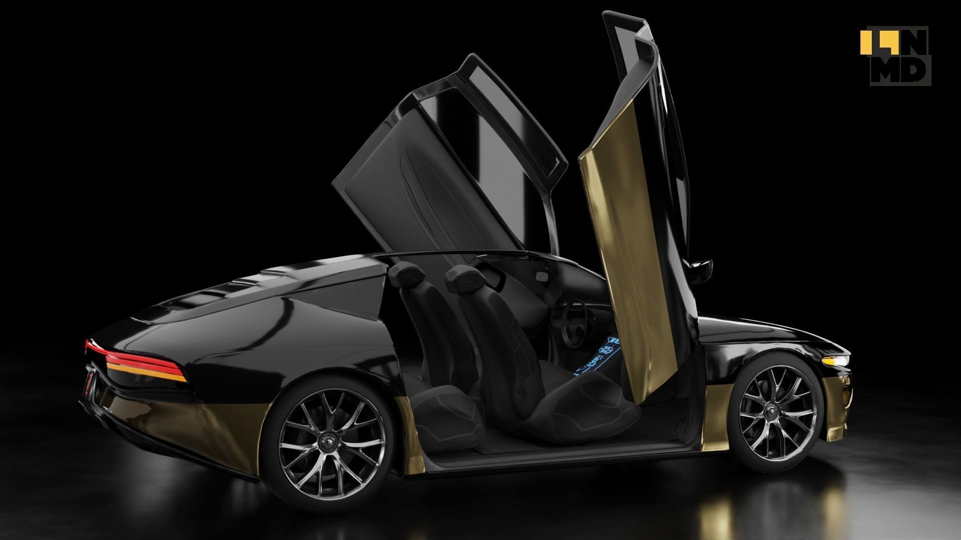 Pack of generic futuristic cars with different doors  3D model_17