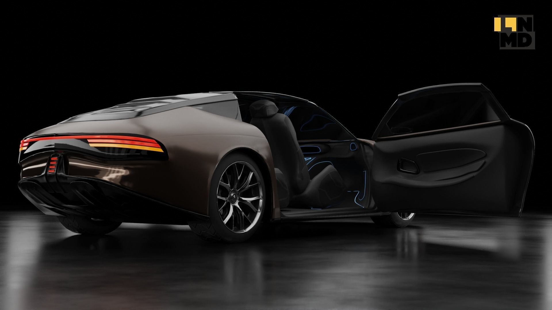 Pack of generic futuristic cars with different doors  3D model_11