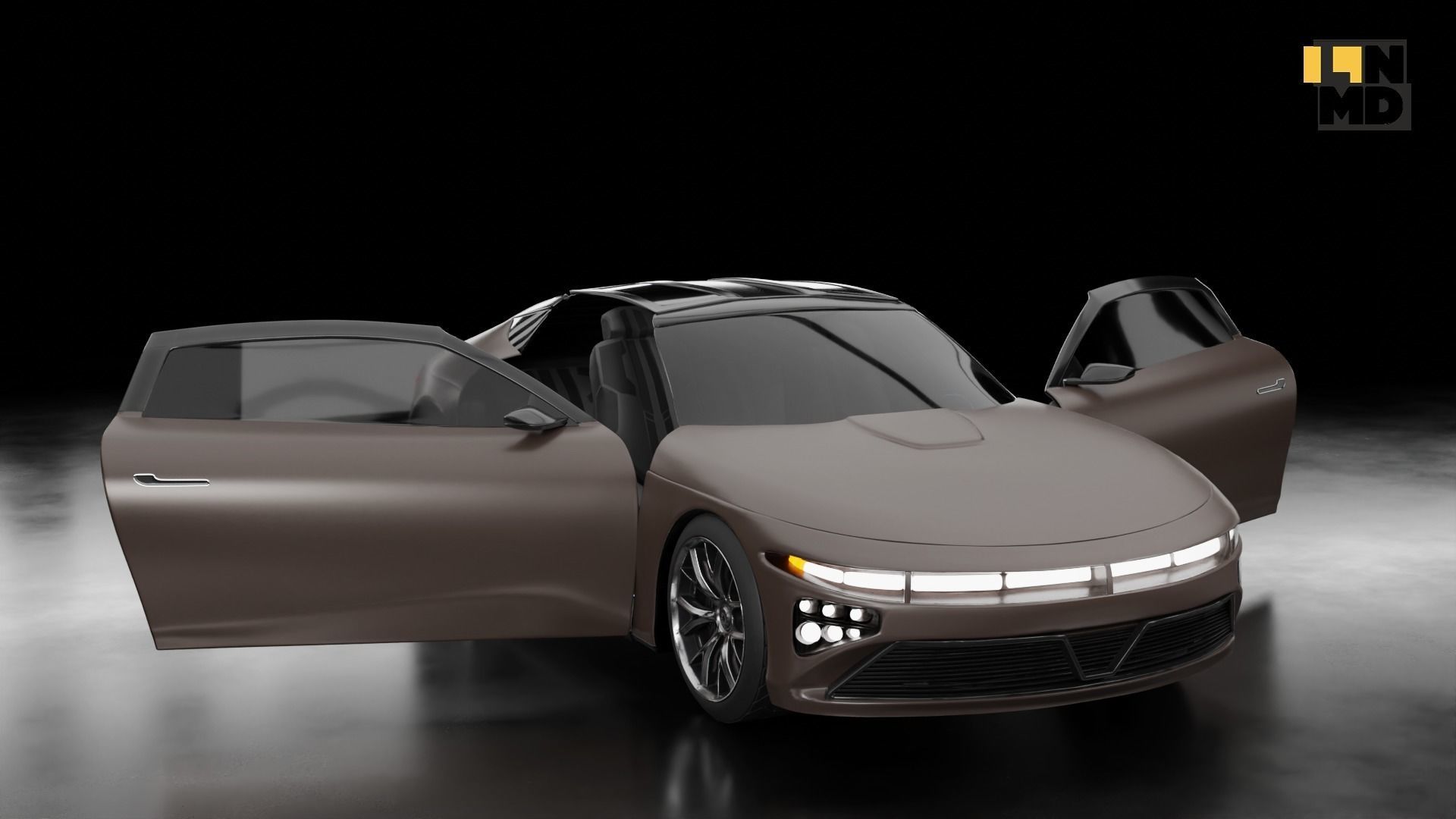 Pack of generic futuristic cars with different doors  3D model_5