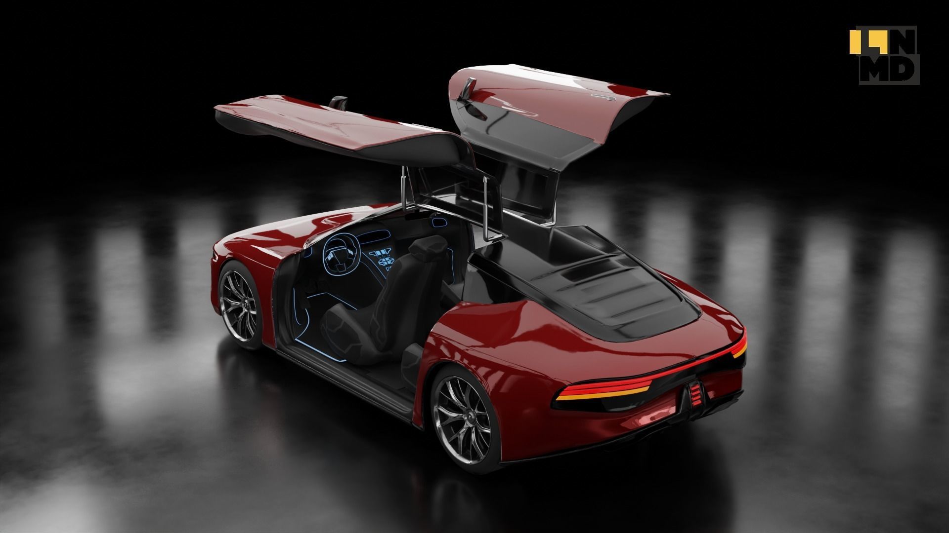 Pack of generic futuristic cars with different doors  3D model_29