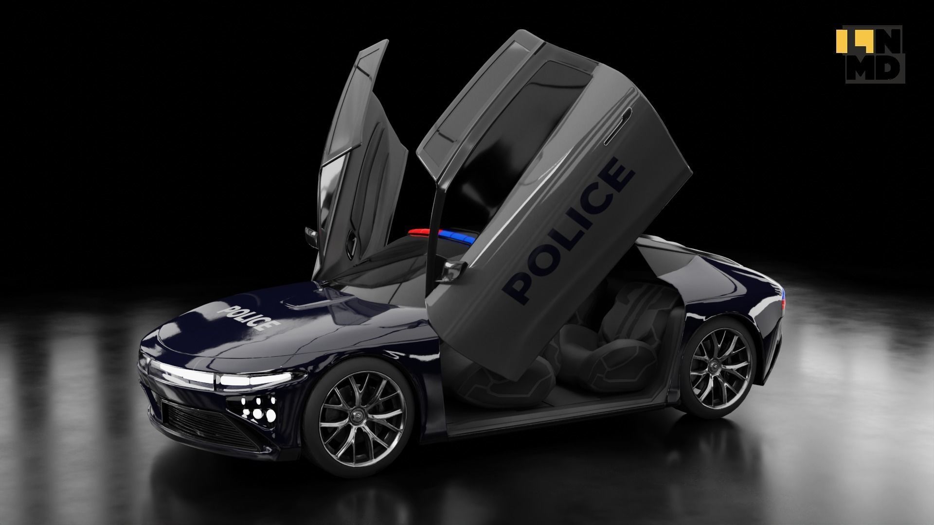 Pack of generic futuristic cars with different doors  3D model_38