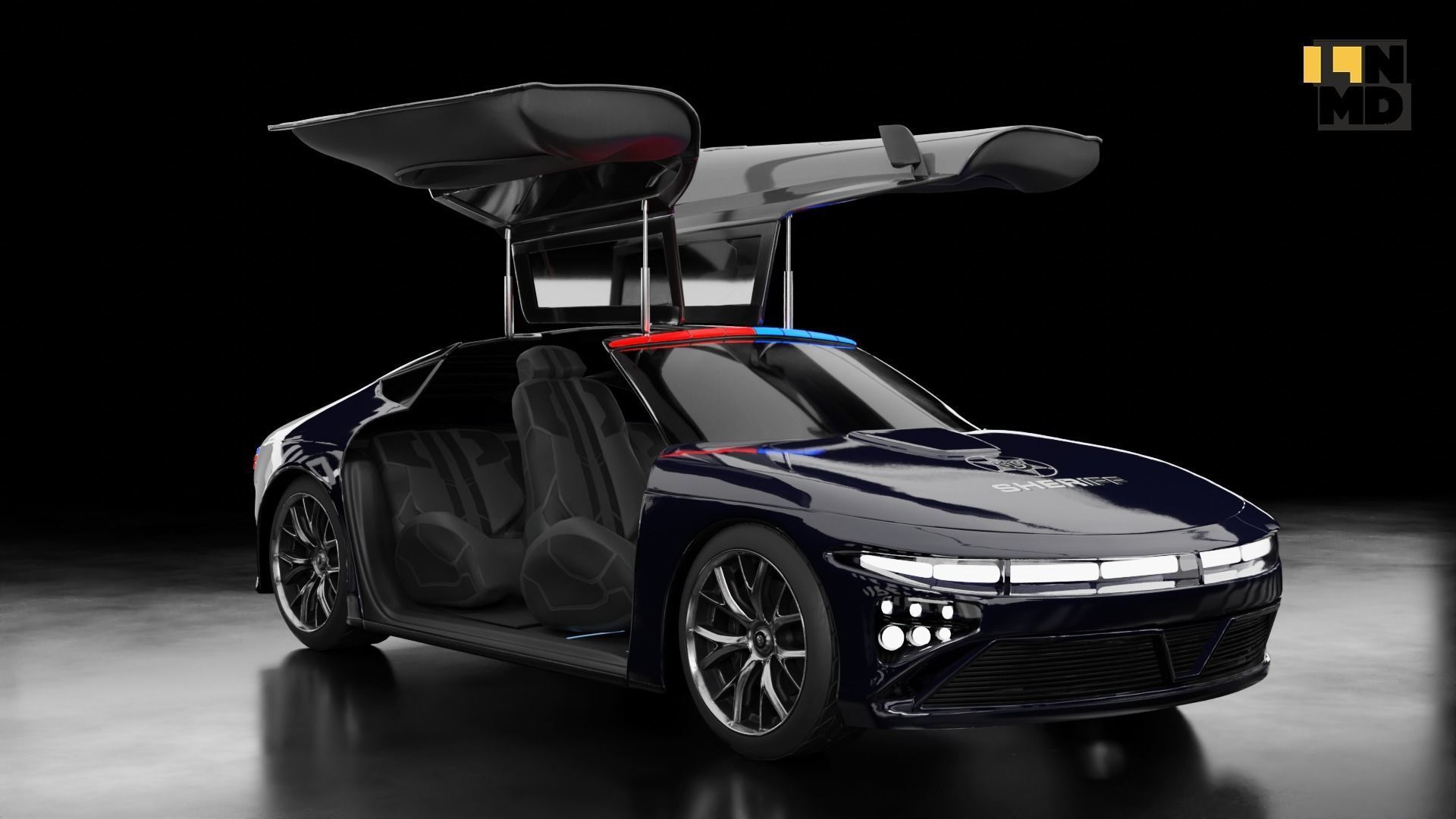 Pack of generic futuristic cars with different doors  3D model_42