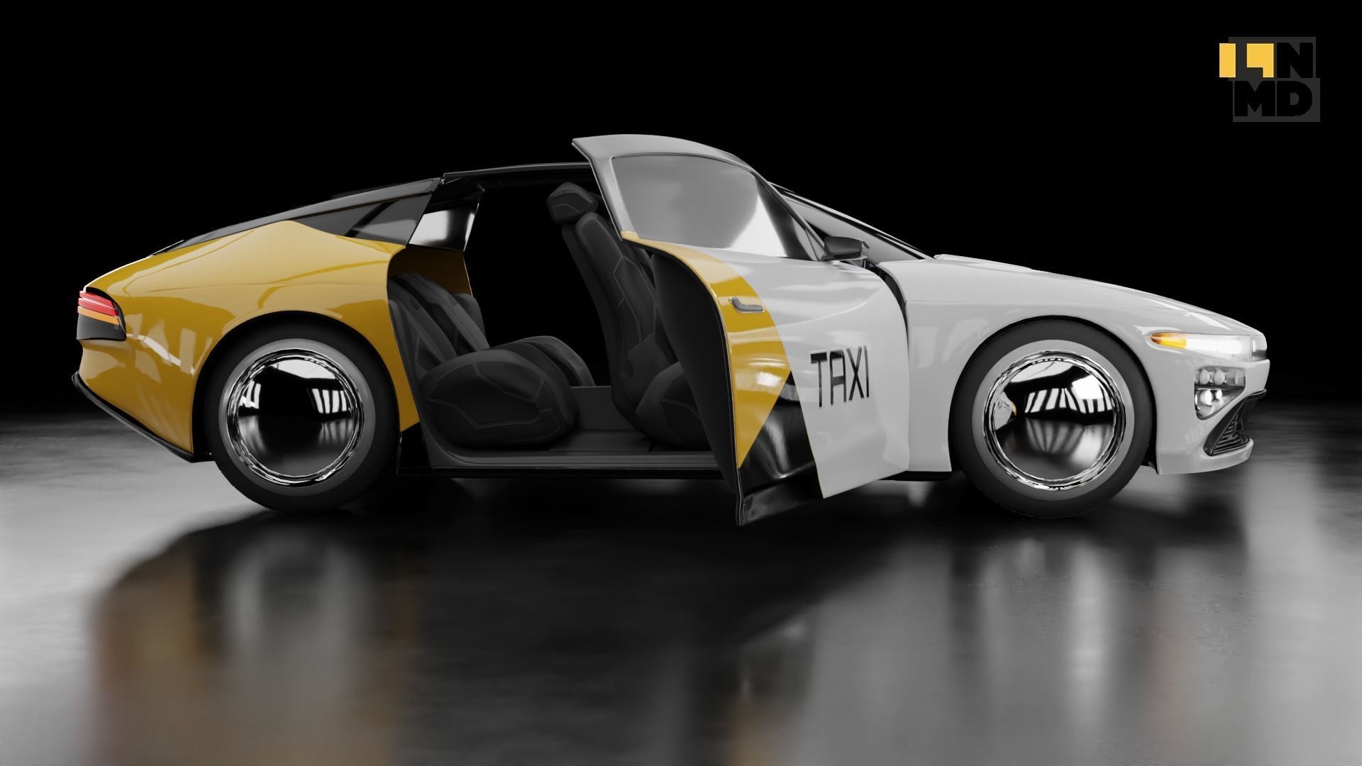 Pack of generic futuristic cars with different doors  3D model_46