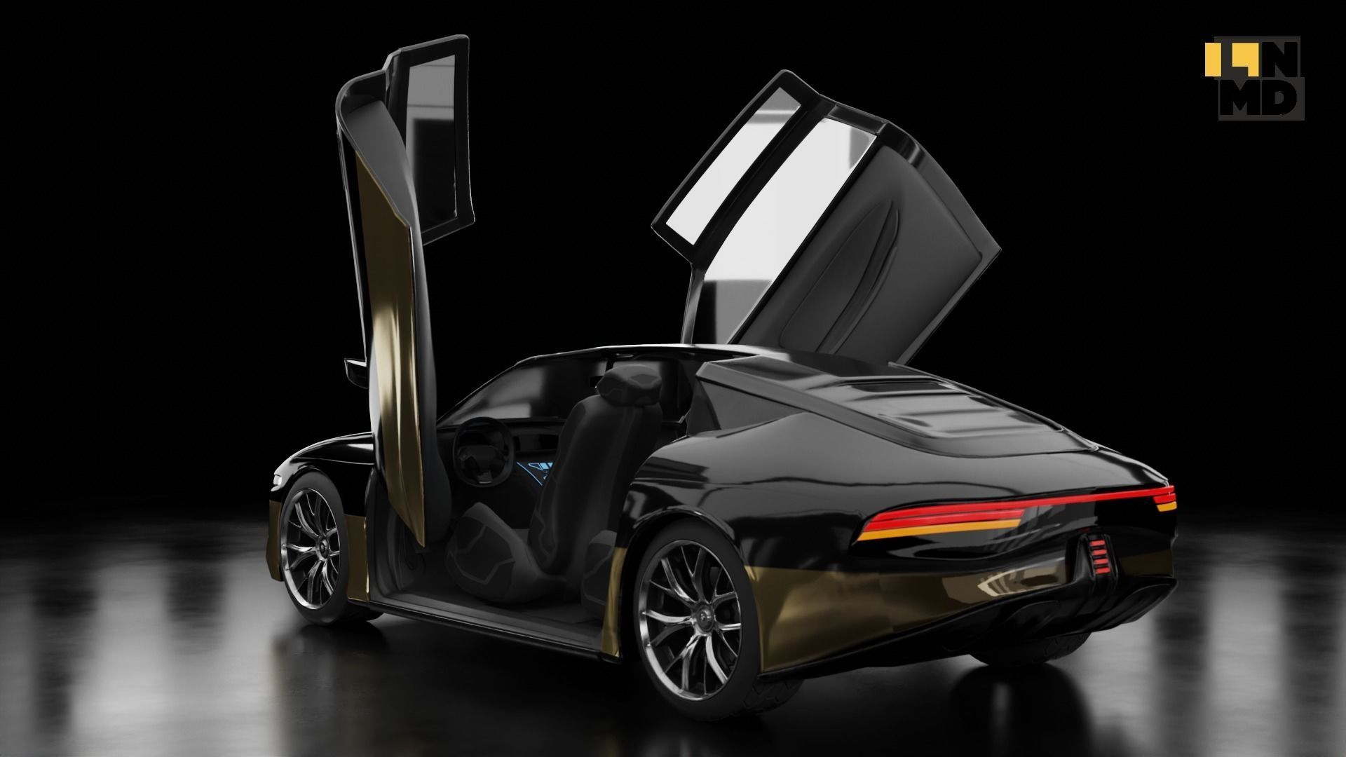 Pack of generic futuristic cars with different doors  3D model_14