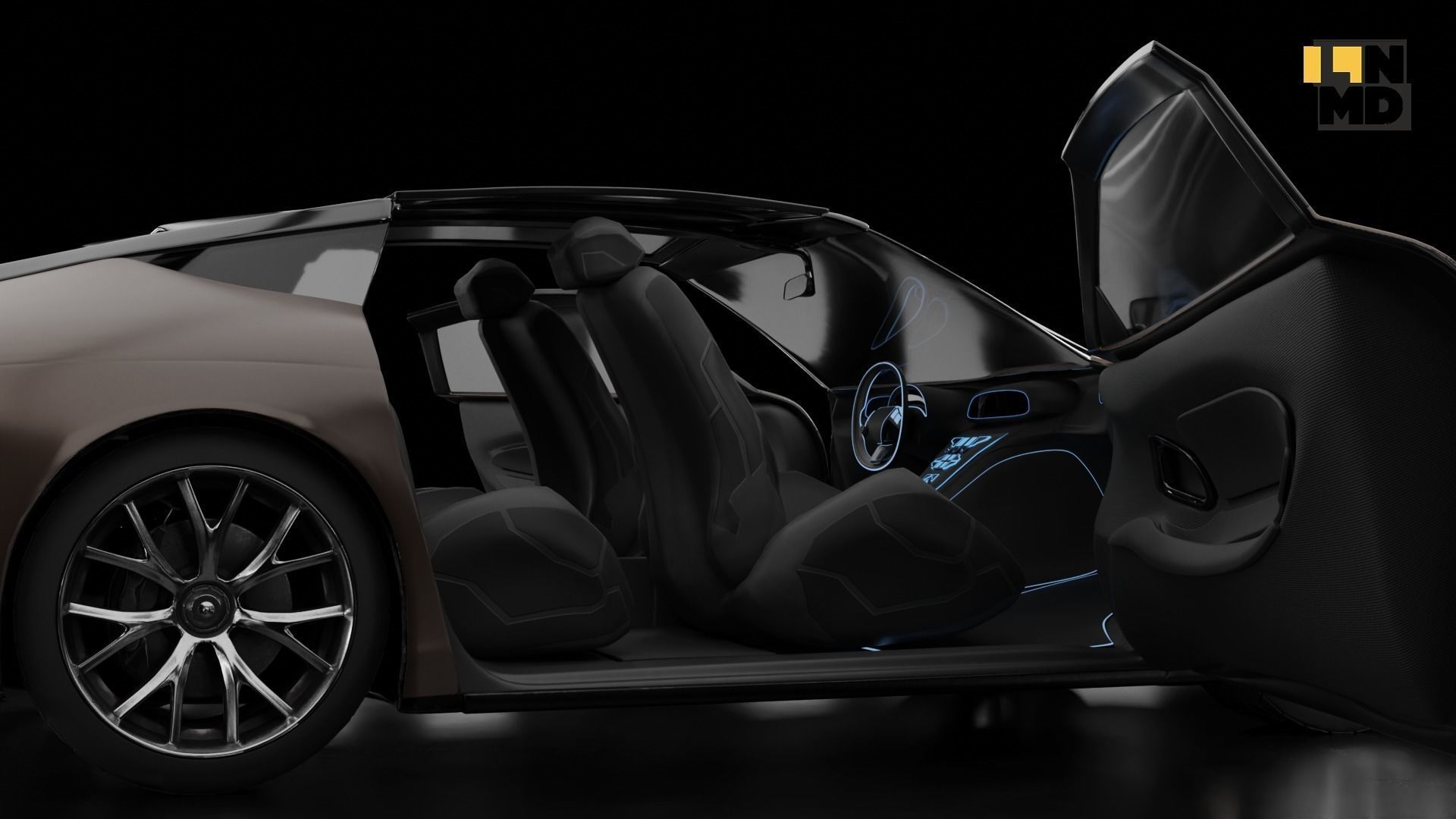 Pack of generic futuristic cars with different doors  3D model_8
