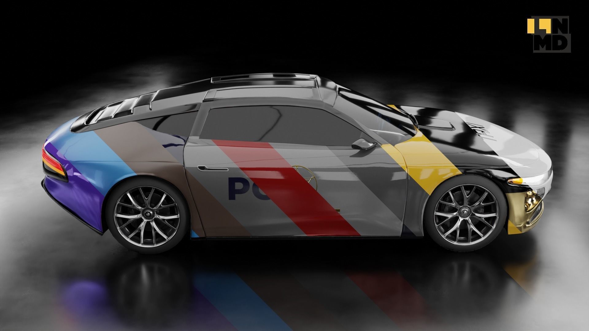 Pack of generic futuristic cars with different doors  3D model_71