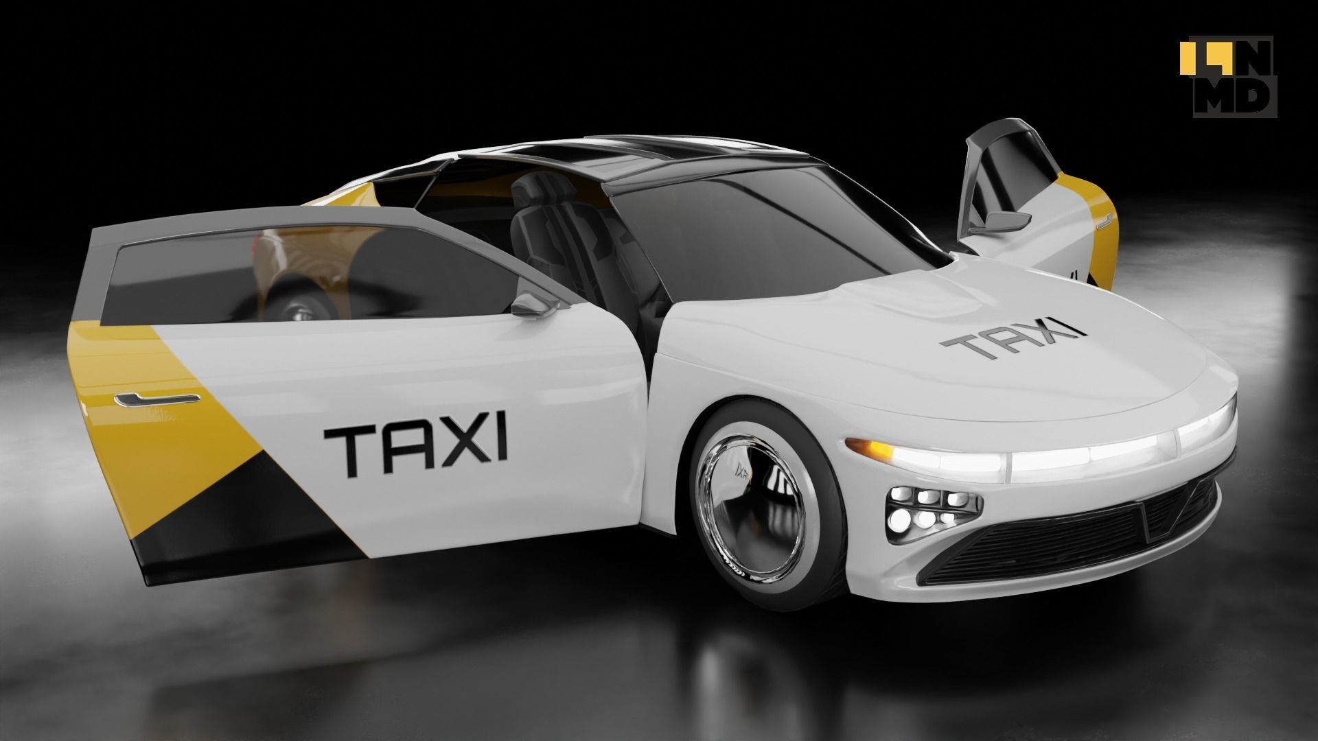 Pack of generic futuristic cars with different doors  3D model_48