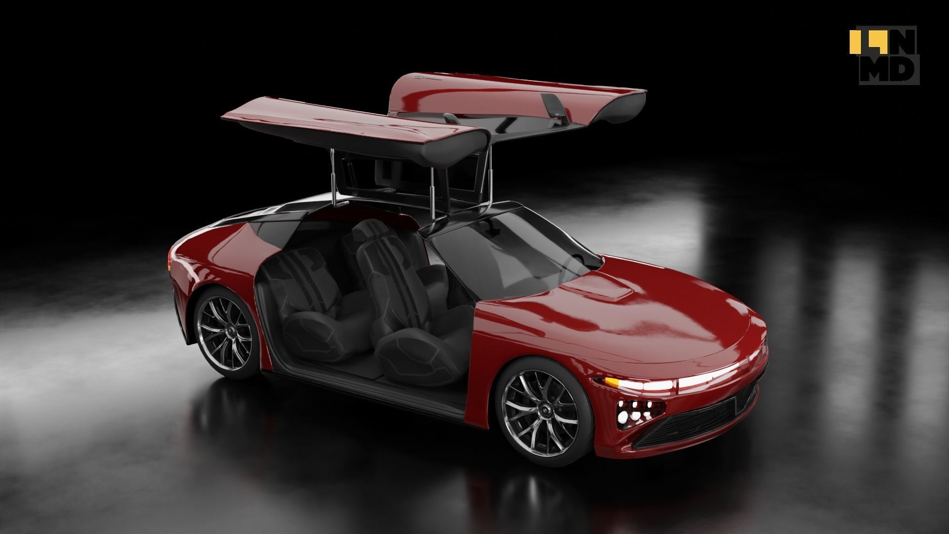 Pack of generic futuristic cars with different doors  3D model_23