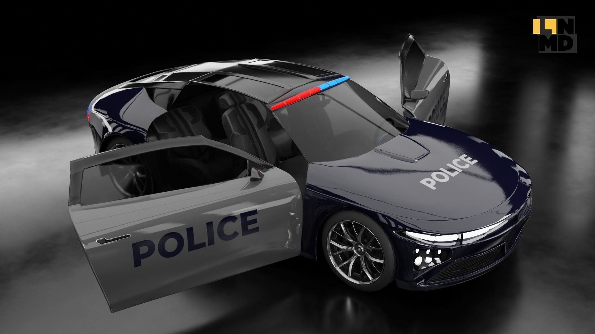 Pack of generic futuristic cars with different doors  3D model_36