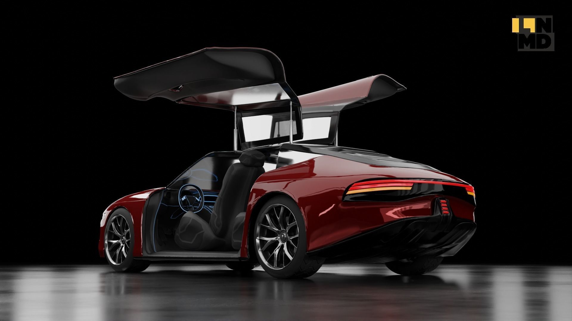 Pack of generic futuristic cars with different doors  3D model_28