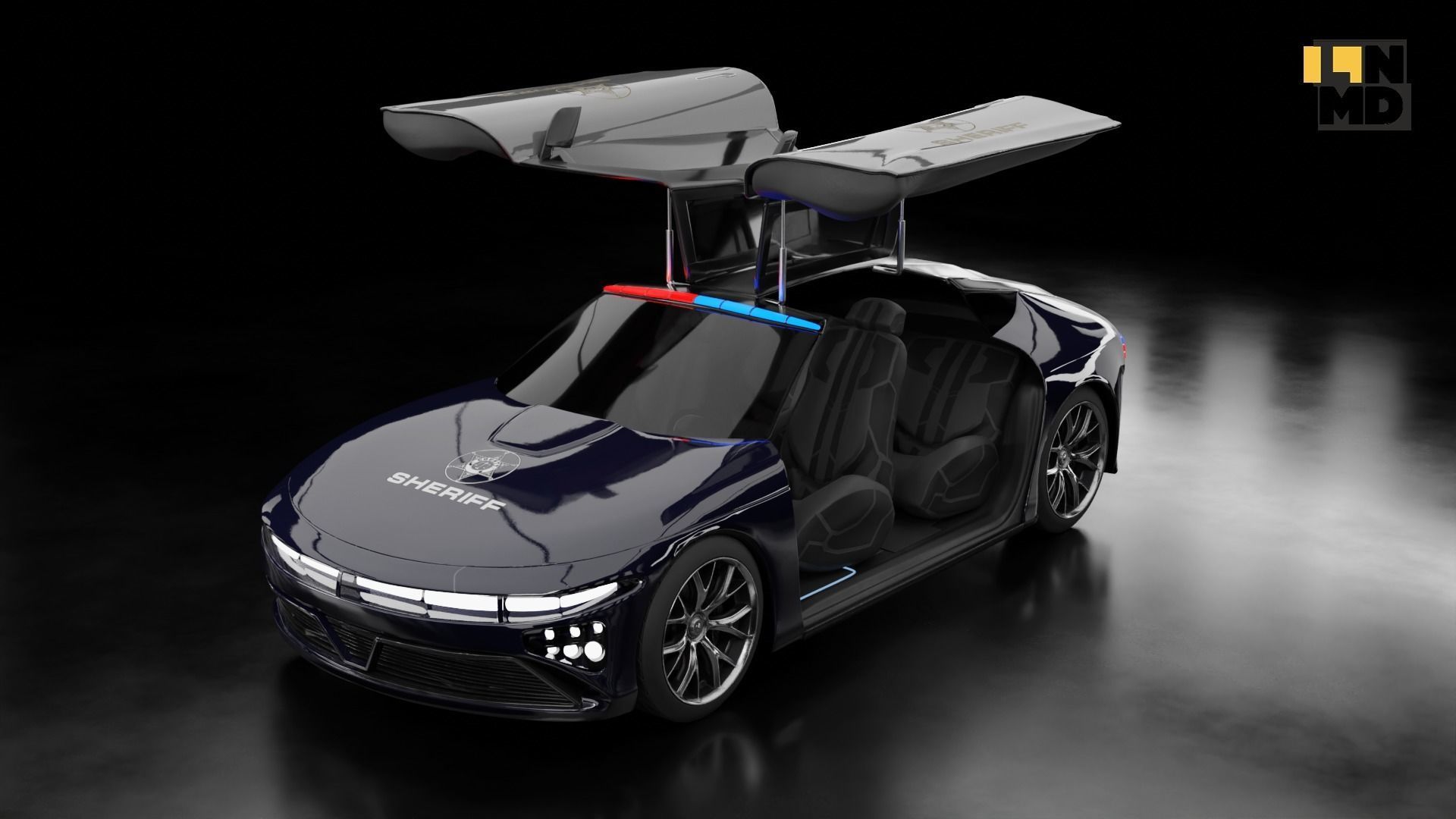 Pack of generic futuristic cars with different doors  3D model_43
