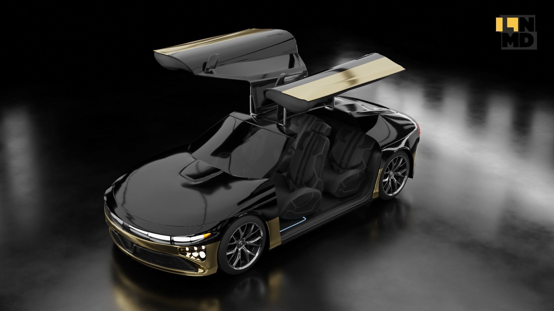 Pack of generic futuristic cars with different doors  3D model_32